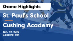 St. Paul's School vs Cushing Academy  Game Highlights - Jan. 12, 2022