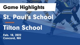 St. Paul's School vs Tilton School Game Highlights - Feb. 18, 2022