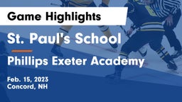 St. Paul's School vs Phillips Exeter Academy  Game Highlights - Feb. 15, 2023