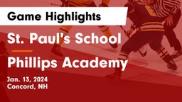 St. Paul's School vs Phillips Academy Game Highlights - Jan. 13, 2024