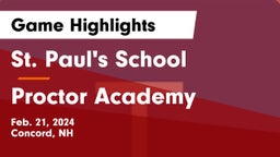 St. Paul's School vs Proctor Academy  Game Highlights - Feb. 21, 2024