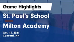 St. Paul's School vs Milton Academy Game Highlights - Oct. 13, 2021