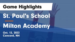 St. Paul's School vs Milton Academy Game Highlights - Oct. 12, 2022