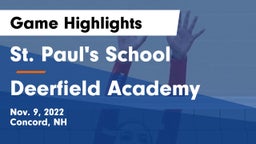 St. Paul's School vs Deerfield Academy  Game Highlights - Nov. 9, 2022