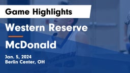 Western Reserve  vs McDonald  Game Highlights - Jan. 5, 2024