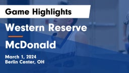 Western Reserve  vs McDonald  Game Highlights - March 1, 2024