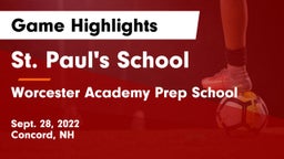 St. Paul's School vs Worcester Academy Prep School Game Highlights - Sept. 28, 2022