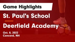 St. Paul's School vs Deerfield Academy  Game Highlights - Oct. 8, 2022