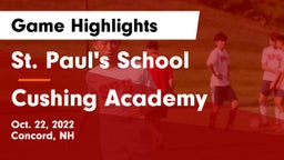 St. Paul's School vs Cushing Academy  Game Highlights - Oct. 22, 2022