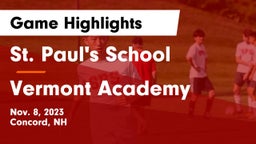 St. Paul's School vs Vermont Academy Game Highlights - Nov. 8, 2023