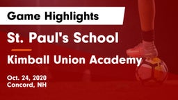St. Paul's School vs Kimball Union Academy Game Highlights - Oct. 24, 2020