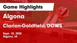 Algona  vs Clarion-Goldfield/DOWS Game Highlights - Sept. 10, 2020