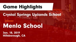 Crystal Springs Uplands School vs Menlo School Game Highlights - Jan. 18, 2019