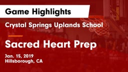 Crystal Springs Uplands School vs Sacred Heart Prep  Game Highlights - Jan. 15, 2019