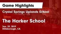 Crystal Springs Uplands School vs The Harker School Game Highlights - Jan. 29, 2019