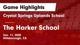 Crystal Springs Uplands School vs The Harker School Game Highlights - Jan. 11, 2020