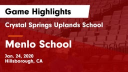 Crystal Springs Uplands School vs Menlo School Game Highlights - Jan. 24, 2020