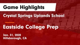 Crystal Springs Uplands School vs Eastside College Prep Game Highlights - Jan. 31, 2020