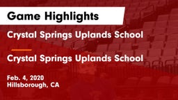 Crystal Springs Uplands School vs Crystal Springs Uplands School Game Highlights - Feb. 4, 2020