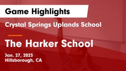 Crystal Springs Uplands School vs The Harker School Game Highlights - Jan. 27, 2023