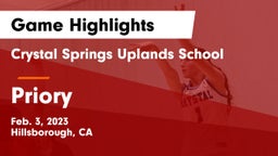Crystal Springs Uplands School vs Priory Game Highlights - Feb. 3, 2023