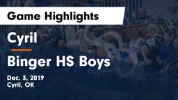 Cyril  vs Binger HS Boys Game Highlights - Dec. 3, 2019