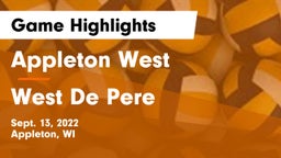 Appleton West  vs West De Pere  Game Highlights - Sept. 13, 2022