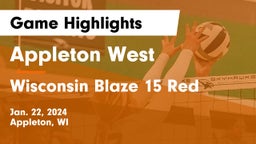 Appleton West  vs Wisconsin Blaze 15 Red Game Highlights - Jan. 22, 2024