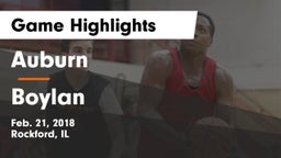 Auburn  vs Boylan  Game Highlights - Feb. 21, 2018