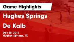 Hughes Springs  vs De Kalb  Game Highlights - Dec 20, 2016