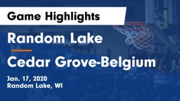Random Lake  vs Cedar Grove-Belgium  Game Highlights - Jan. 17, 2020