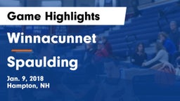 Winnacunnet  vs Spaulding  Game Highlights - Jan. 9, 2018