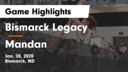 Bismarck Legacy  vs Mandan  Game Highlights - Jan. 28, 2020