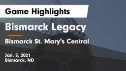Bismarck Legacy  vs Bismarck St. Mary's Central  Game Highlights - Jan. 5, 2021