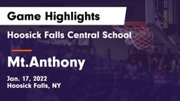 Hoosick Falls Central School vs Mt.Anthony Game Highlights - Jan. 17, 2022