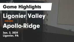 Ligonier Valley  vs Apollo-Ridge  Game Highlights - Jan. 2, 2024