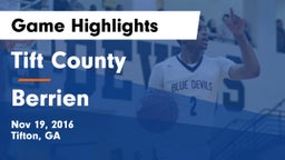 Tift County  vs Berrien  Game Highlights - Nov 19, 2016