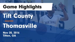 Tift County  vs Thomasville  Game Highlights - Nov 20, 2016