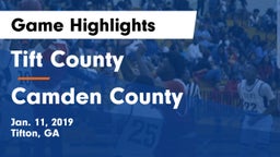Tift County  vs Camden County  Game Highlights - Jan. 11, 2019