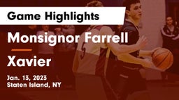Monsignor Farrell  vs Xavier  Game Highlights - Jan. 13, 2023
