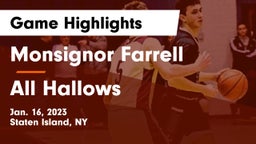 Monsignor Farrell  vs All Hallows  Game Highlights - Jan. 16, 2023