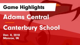 Adams Central  vs Canterbury School Game Highlights - Dec. 8, 2018