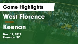 West Florence  vs Keenan  Game Highlights - Nov. 19, 2019