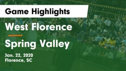 West Florence  vs Spring Valley  Game Highlights - Jan. 22, 2020