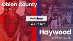 Matchup: Obion County High vs. Haywood  2017