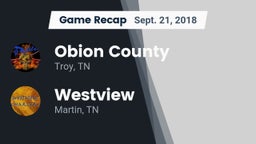 Recap: Obion County  vs. Westview  2018