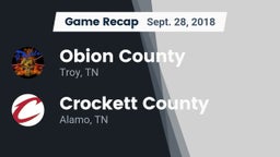 Recap: Obion County  vs. Crockett County  2018