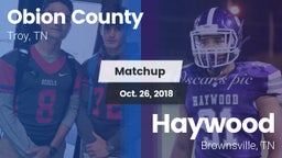 Matchup: Obion County High vs. Haywood  2018
