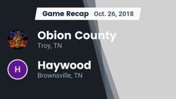 Recap: Obion County  vs. Haywood  2018