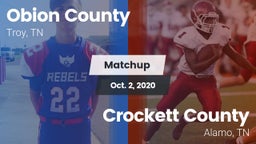 Matchup: Obion County High vs. Crockett County  2020